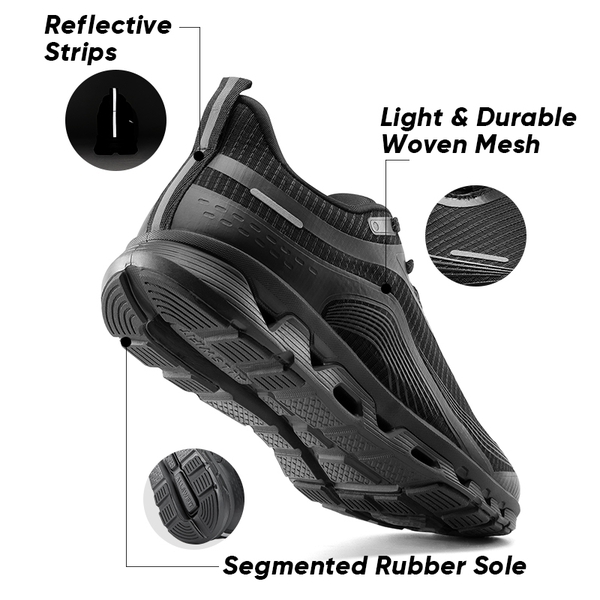 [MovePlush] Women's Lightweight Athletic Sneakers - ALL BLACK - 5